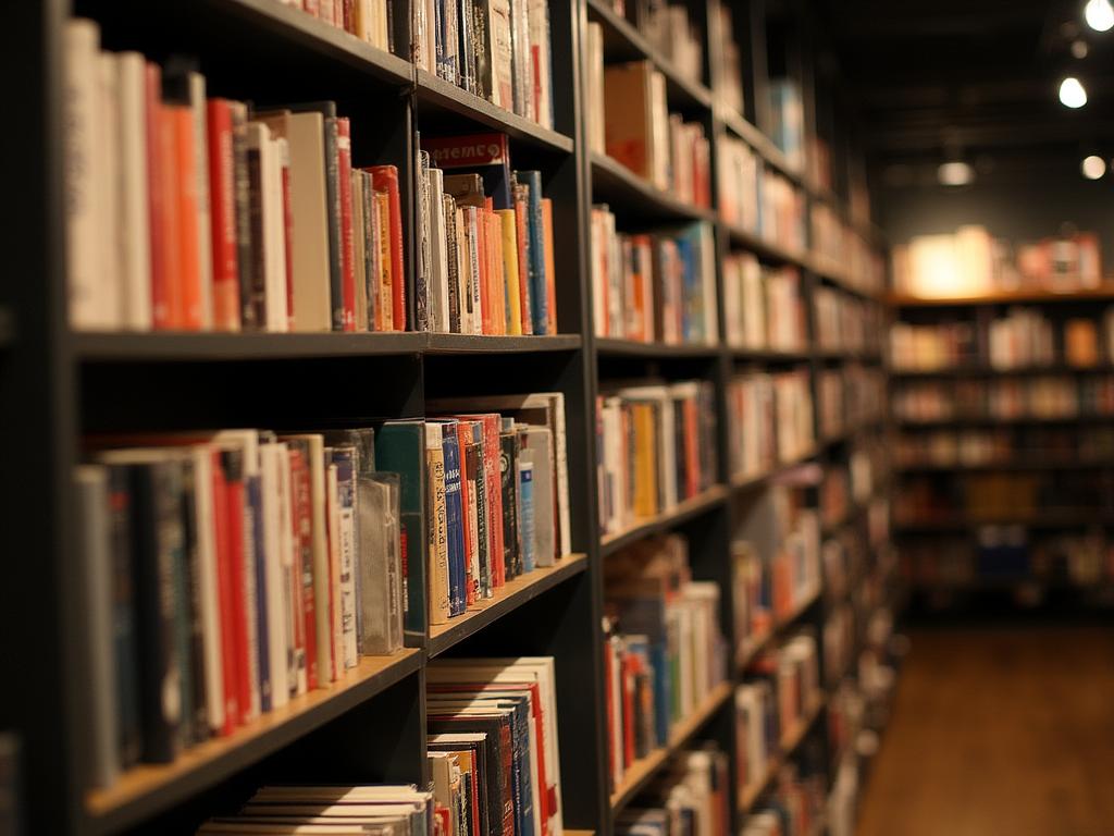 Shelves of beautifully curated books on textiles, craft, and design at Threadbound Books